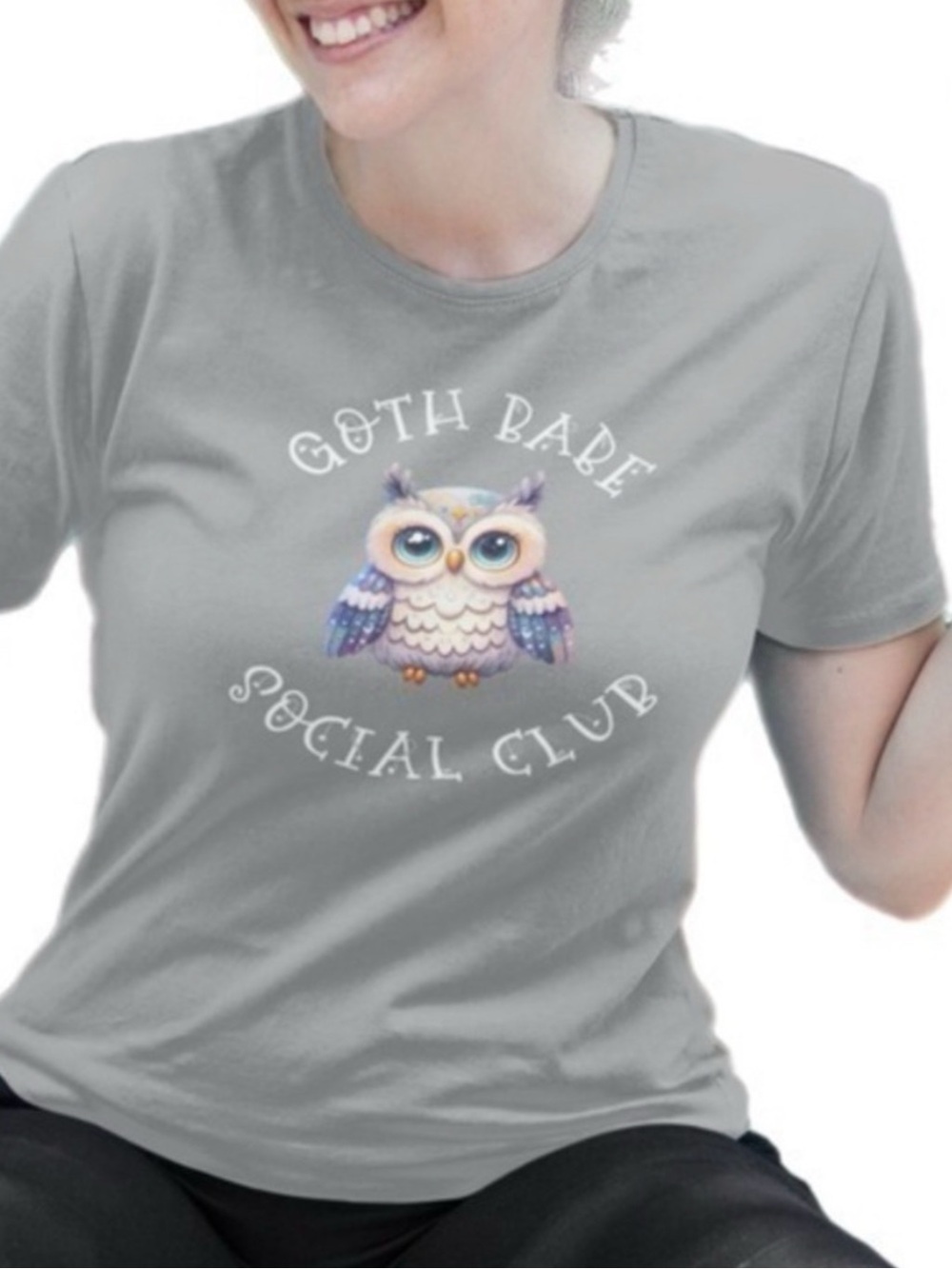 The Blind Medium | Goth Babe Social Club Graphic T Cute Owl Pastel Grey tee